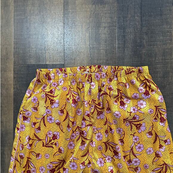 Free People Intimately Pajama Party Satin Gold Floral Set Sz L - Picture 2 of 10